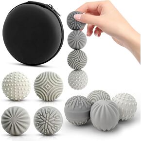 Weighted Magnetic Fidget Balls - 4 PCS Silicone Stress Relief Balls Stone for Adults Sensory Travel Toys for Calming,Stress,Autism and ADHD,Gifts for Kids Girls Boys with Case,Grey
