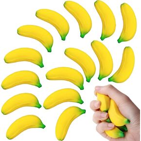 15 Pcs Banana Toys Party Favors,Bananas Stretchy Toys PU Relief Stress Squeeze Balls,Banana Toy for Relief Birthday Decoration Party Supplies (2.36 Inch)