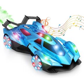 Lambo Remote Control Car for Boys 4-7,1:12 RC Car for Boys 8-12 with 360° Rotating, Lights, Music and Spray, 10-12km/h Lambo Racing Toys Gift for Kids Birthday. (Blue)