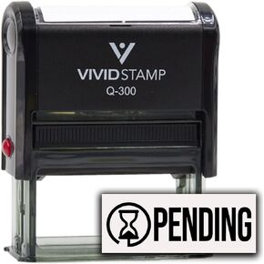 Pending (Hourglass) Self Inking Rubber Stamp (Blue Ink) - Q-300