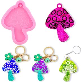 Mushroom Keychain Epoxy Resin Mold Mold Mushroom Silicone Molds for DIY Jewelry Pendant Charms Making Tool Handmade Art Craft