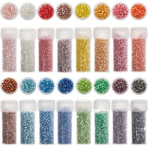 SUNNYCLUE 80G Cylinder Seed Beads 2mm Bulk Glass Seed Beads Pony Small Mini 2mm Glass Spacers for Jewelry Making Findings Earrings Bracelet Necklace DIY Craft