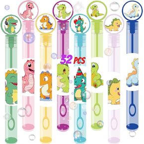 32PCS Dinosaur Party Favors for Kids, 8 Colors Dinosaur Toys Mini Bubble Wands Bubbles Birthday Party Supplies, Goodie Bags Stuffers Classroom Prizes for Boys Girls