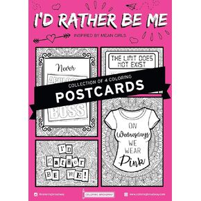 Coloring Broadway - Mean Girls inspired Coloring Postcards (Set of 4, 5"x7") - “I’d Rather Be Me", Broadway Musical Merchandise, Ideal Gift for a Broadway Theater Lover