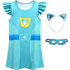 Girls Cute Kitties Costume Dress with Mask and Headband Dress Up Outfits for Halloween & Christmas