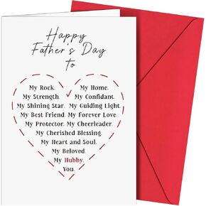 Fathers Day Card for Husband - 5X7 Love Poem Fathers Day Card from Wife with Envelope - Husband Father Day Gifts from Wife, Husband Father's Day Cards, Father Day Gift from Wifes