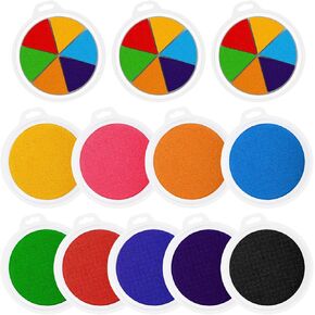 12Pack Washable Ink Pads for Kids Round Fingerprint Ink Pad Large Rainbow Craft Ink Pad for Rubber Stamp Crafting Paper Wood Fabric Scrapbook DIY Projects