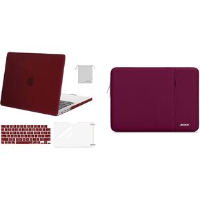 MOSISO Compatible with MacBook Pro 14 inch Case 2024, 2023-2021 Release M3 A2918 A2992 M2 A2779 M1 A2442,Plastic Hard Shell&Keyboard Cover&Screen Protector&Pouch&Case with Pocket,Marsala Red&Wine Red