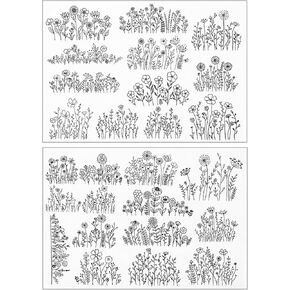 26 Pcs Stitch Embroider Paper Wash Away Daisy Sunflower Leaves Embroidery Transfer Paper Stabilizers Water Soluble Embroidery Patterns Stabilizers Water Soluble Stabilizer for Hand Sewing