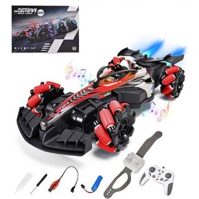 Remote Control F1 Car RC Cars Toys,Cool Rechargeable Stunt RC Car with 4WD Wheel with Bright Light,Fun Outdoor Toys Gifts for Kids Birthday or Chritmas 6-8 8-12 Years Old Red