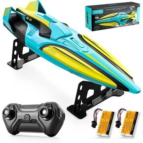 4DRC Fast RC Boat for Pools and Lakes,Remote Control Boat with LED Lights,2.4GHz High Speed RC Racing Boats for Lakes, Low Battery Alarm,Capsize Recovery, Gifts Toys for Boys Girls,Green