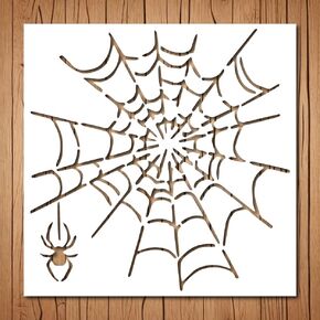 Spider Web Stencil | Reusable Horror Halloween Gothic Art Stencils for Painting on Wood, Glass, Wall, Rock, Fabric, Walls, Canvas, Glassware, Spray Painting, Airbrushing (4"x 4")
