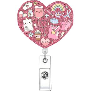 Nurse Badge Reels Cute Retractable Badge Reels Themed Holders Gift for Nurses Doctors ID Name Cards Lanyards Holidays