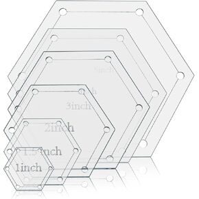 6PCS White Hexagon Templates Quilting, Acrylic Fabric Cutting Hexagon Template, Acrylic Quilting Templates for Crafts, Acrylicing Quilting Rulers for Patchwork, Wall Art, or Fabric Projects