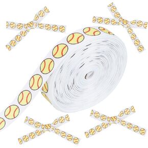 20 Yards Softball Ribbon, 3/4in Width Baseball Ribbons Sports Grosgrain Bands DIY Crafts Decoration for Sport Party Team Events Gift Wrapping Hair Bows