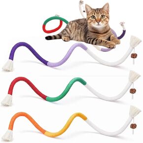 3 PCS Cat Chew Toys Rope Set, 27.56" Natural Sisal & Cotton Rope Cat Toys with Catnip, Pet-Friendly Teething & Oral Care Toys for Indoor Cats and Kittens