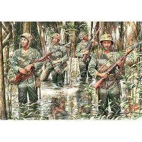 Master Box WWII USMC in Jungle (4) Figure Model Building Kits (1:35 Scale)