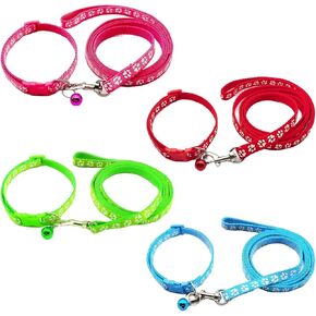 4pcs Dog Collar and Leash Set, Adjustable Puppy Collar and Leash, Anti-Escape, Quick Release, Ensures Comfortable and Flexible Wearing, Suitable for Small and Medium-Sized Pets