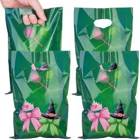 ADARRO 40PCS Pink and Green Party Favor Bags, Witch Musical Goodie Candy Treat Bags for Witch & Crown Theme Birthday Party Supplies