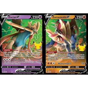 Zacian V & Zamazenta V - Pokemon Celebration Card Lot - Legendary Ultra Rare Holo Foil - 018/025 & 016/030