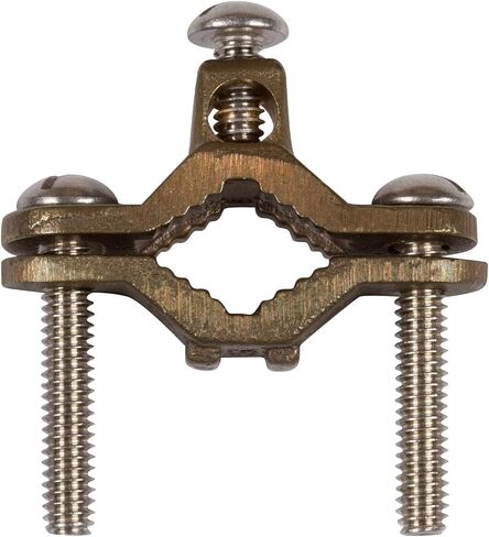 Morris Products Direct Burial Copper Ground Pipe Clamps – for Connecting Grounding Electrodes to Water Pipes, Tubing, Ground Rods – 2-10 Wire Range, 1/2-1" Water Pipe Range, 1/4-20 Screw Thread in Saudi Arabia