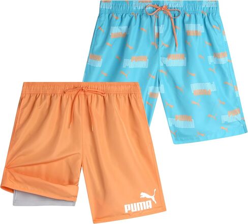 بدلة استحمام للرجال من PUMA - قطعتان من ملابس السباحة سريعة الجفاف مع بطانة شبكية مضغوطة - ملابس سباحة بدرزة داخلية 8 بوصات (S-XL) in Saudi Arabia