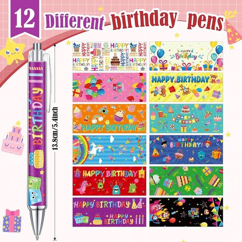 cholemy 96 PCS أعياد الميلاد أقلام عيد ميلاد سعيد أقلام ربة أقل ملونة يوم الولادة هدايا الحبر الأسود للعودة إلى مدرس دراسي فصول طالب المكافأة حفل الاحتفال بالولادة اللوازم in Saudi Arabia