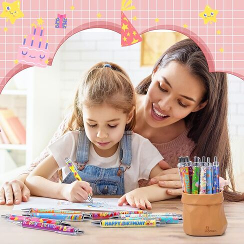 cholemy 96 PCS أعياد الميلاد أقلام عيد ميلاد سعيد أقلام ربة أقل ملونة يوم الولادة هدايا الحبر الأسود للعودة إلى مدرس دراسي فصول طالب المكافأة حفل الاحتفال بالولادة اللوازم in Saudi Arabia