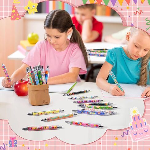 cholemy 96 PCS أعياد الميلاد أقلام عيد ميلاد سعيد أقلام ربة أقل ملونة يوم الولادة هدايا الحبر الأسود للعودة إلى مدرس دراسي فصول طالب المكافأة حفل الاحتفال بالولادة اللوازم in Saudi Arabia