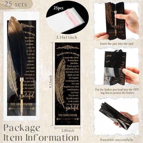 Spakon 25 Sets Feather Pen Wedding Feavors Bridal Bridal Shower Quill Propens Pens Gold Vintage Dufors Favors with You Tags Home Homes Tover in Saudi Arabia