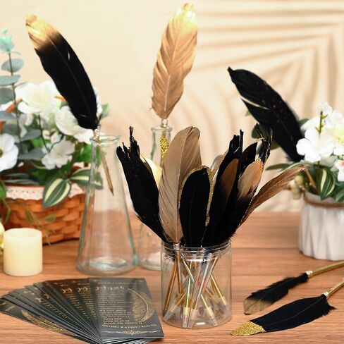 Spakon 25 Sets Feather Pen Wedding Feavors Bridal Bridal Shower Quill Propens Pens Gold Vintage Dufors Favors with You Tags Home Homes Tover in Saudi Arabia