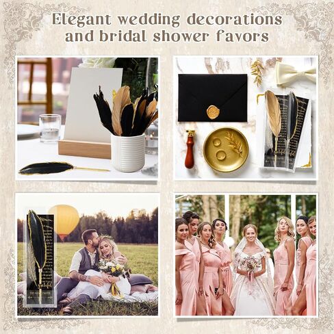 Spakon 25 Sets Feather Pen Wedding Feavors Bridal Bridal Shower Quill Propens Pens Gold Vintage Dufors Favors with You Tags Home Homes Tover in Saudi Arabia