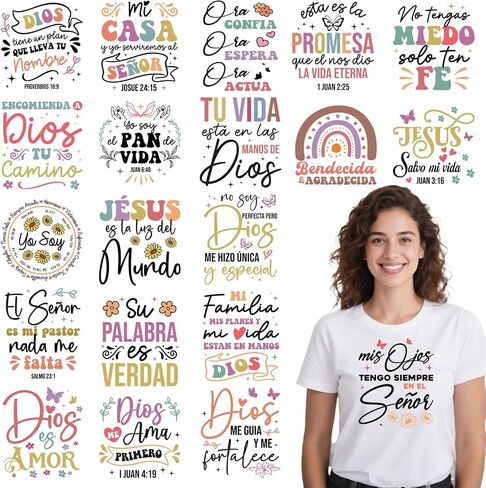 نقل DTF جاهز للضغط - 20pcs امرأة تأكيد الحديد على النقل لل tshirts ، ونقلت إيجابية ملهمة الحديد على بقع الشارات ، وملصقات الحرارة التحفيزية لأكياس الملابس DIY in Kuwait