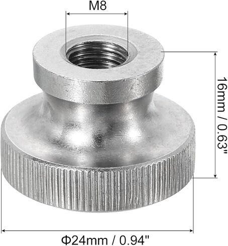 uxcell Knurled Thumb Nuts, 5Pcs M4 x D12mm x H8mm Stainless Steel Round Knobs Fasteners Through Hole Hand Screw Nut Silver for 3D Printer Parts, Machine Tools in Saudi Arabia