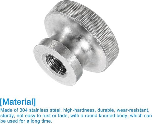 uxcell Knurled Thumb Nuts, 5Pcs M4 x D12mm x H8mm Stainless Steel Round Knobs Fasteners Through Hole Hand Screw Nut Silver for 3D Printer Parts, Machine Tools in Saudi Arabia
