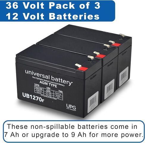 AlveyTech 36 Volt Battery Pack (9 Ah, with Harness) - Fits The Razor EcoSmart Metro, Kit of 12V Replacement Batteries, Electric Power Dirt Scooter, Scooters, Universal Rechargeable SLA AGM in Saudi Arabia