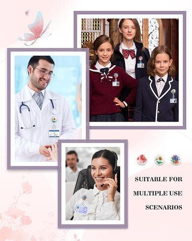 3 Pcs Cute Flower Badge Reels Retractable for Nurse, Dried Floral Resin Badge Holder with Key Ring, Decorative Nursing Badge Clip for Women Doctor Teacher ID Card(Classic) in Kuwait