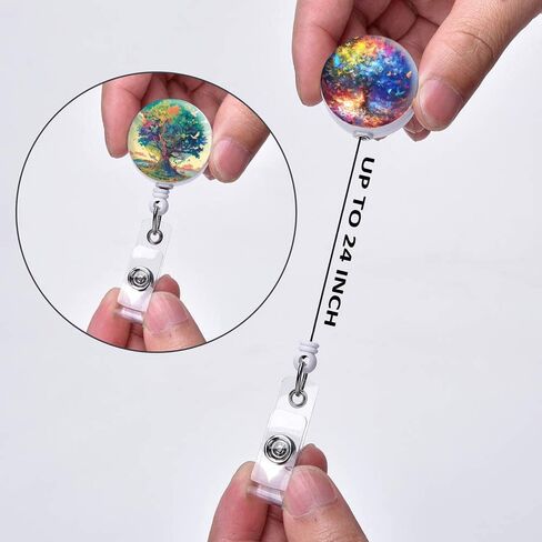 ID Badge Holder,Retractable Badge Reel with Alligator Clip Decorative Badge Clip for ID Card Holders Office Worker Doctor Nurse Teachers Students(Tree of Life) in Kuwait