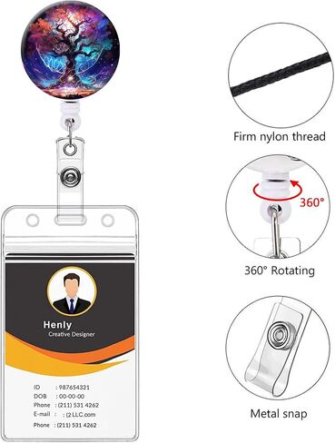ID Badge Holder,Retractable Badge Reel with Alligator Clip Decorative Badge Clip for ID Card Holders Office Worker Doctor Nurse Teachers Students(Tree of Life) in Kuwait
