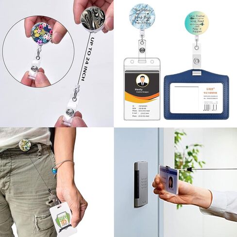 ID Badge Holder,Retractable Badge Reel with Alligator Clip Decorative Badge Clip for ID Card Holders Office Worker Doctor Nurse Teachers Students(Tree of Life) in Kuwait