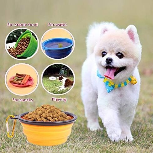 Collapsible Portable Silicone Big Dog Bowls,2 Pack,34 oz/Each Bowl,Silicone Basic Bowl with Plastic Rim and D-Ring,Foldable Travel pet Feeder,Portable Basic Bowl for Dog (Green) in Saudi Arabia