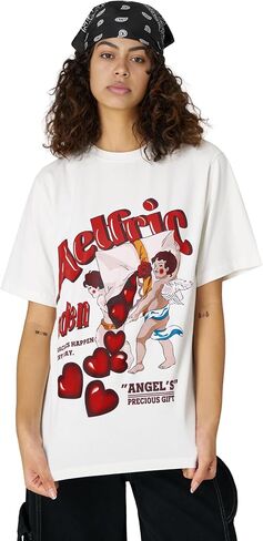 Aelfric Eden Graphic Tees Unisex Oversized T Shirts Heart Print Angel Cartoon Summer Tops in Saudi Arabia