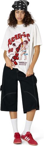 Aelfric Eden Graphic Tees Unisex Oversized T Shirts Heart Print Angel Cartoon Summer Tops in Saudi Arabia