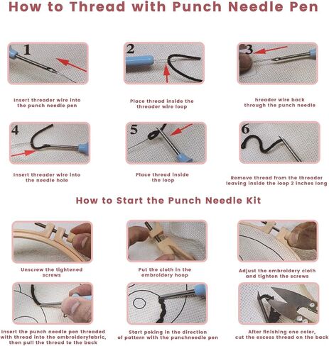 Hxswkk DIY Punch Needle Kits for Beginners Adults, Flower Embroidery Set with Daisy, Leaf, Vase Designs - Complete DIY Craft Gift for Kids, Home Decor in Kuwait