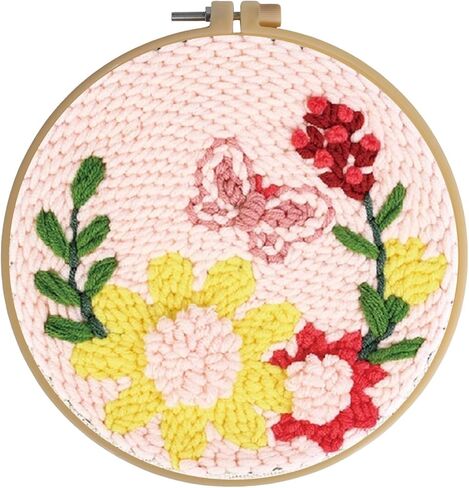 Hxswkk DIY Punch Needle Kits for Beginners Adults, Flower Embroidery Set with Daisy, Leaf, Vase Designs - Complete DIY Craft Gift for Kids, Home Decor in Kuwait