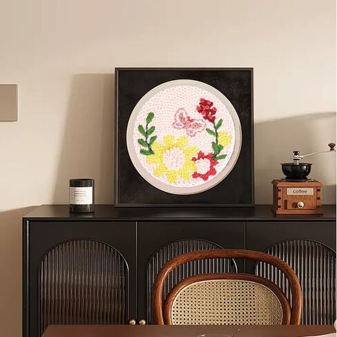 Hxswkk DIY Punch Needle Kits for Beginners Adults, Flower Embroidery Set with Daisy, Leaf, Vase Designs - Complete DIY Craft Gift for Kids, Home Decor in Kuwait