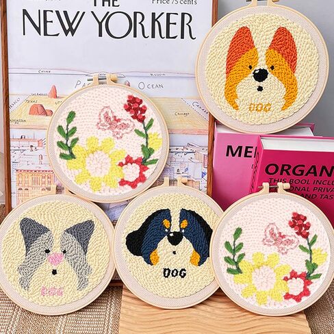 Hxswkk DIY Punch Needle Kits for Beginners Adults, Flower Embroidery Set with Daisy, Leaf, Vase Designs - Complete DIY Craft Gift for Kids, Home Decor in Kuwait