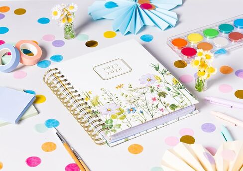 2025-2026 Eccolo Spiral Agenda Planner, Ivory Wild Flowers, Weekly & Monthly Pages, 18 Months, Sticker Sheets, Inspirational Quotes (7.75 x 8.75, July 2025 - Dec 2026) in Saudi Arabia