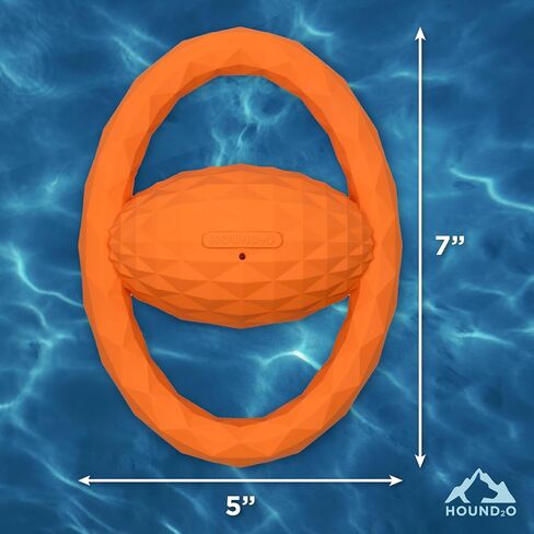 Playology Hound2O Outdoor Dog Toys | Interactive Squeaky Ball - Tug of War Dog Toy | Bright Orange Chew Toy Floats for Water Adventures in Saudi Arabia