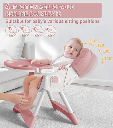 كرسي مرتفع للأطفال، كراسي عالية 5 في 1 للرضع والأطفال الصغار، كرسي مرتفع قابل للطي للسفر مع مسند للقدمين، وسادة من البولي يوريثين قابلة للفصل، صينية مزدوجة قابلة للإزالة، ارتفاع قابل للتعديل واستلقاء، عجلات قفل in Kuwait